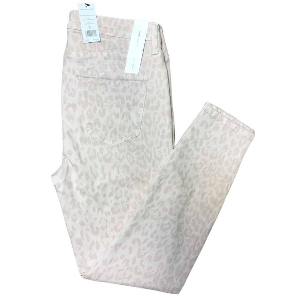 NWT Current Elliott Leopard Rose Jeans Pants 29x27
